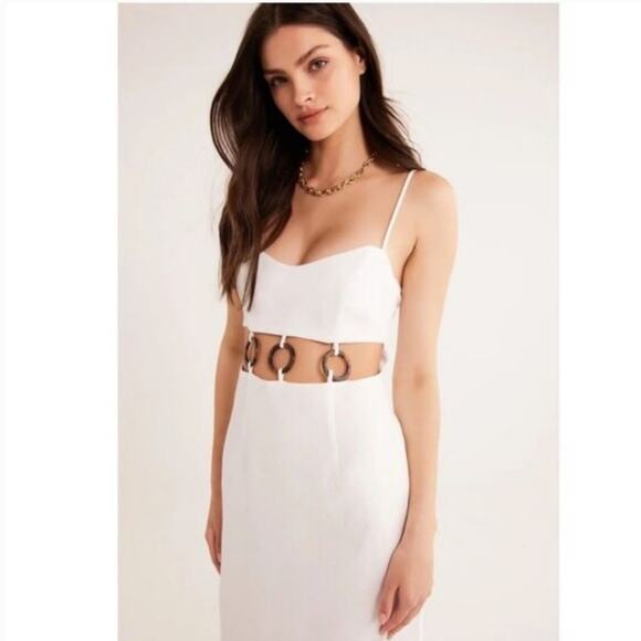 NEW Rumer The Label Bridget Ring Maxi Elegant White Linen Cutout Dress - Picture 2 of 15